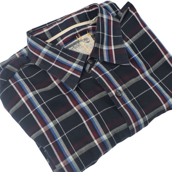 Timberland Men's Shirt LG 100% Cotton Plaid Long Sleeve Button - Picture 3 of 15